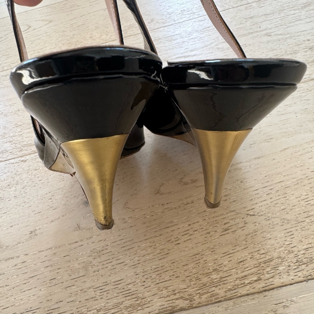 PRADA Miu Miu OPEN TOE Slingback Patent Heels 39.5 - Picture 4 of 8